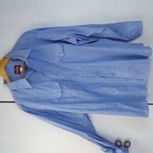 Wrangler Vintage Blue/ Black STRIPE Pearl Snap Western Shirt Cowboy Sz.XXL